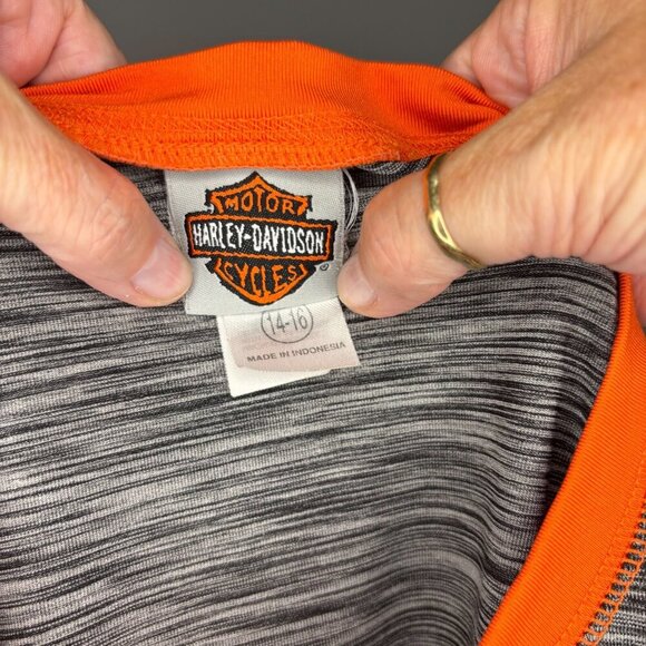HARLEY DAVIDSON Performance Tee Boys 14/16 Grey Long Sleeve - Picture 4 of 4